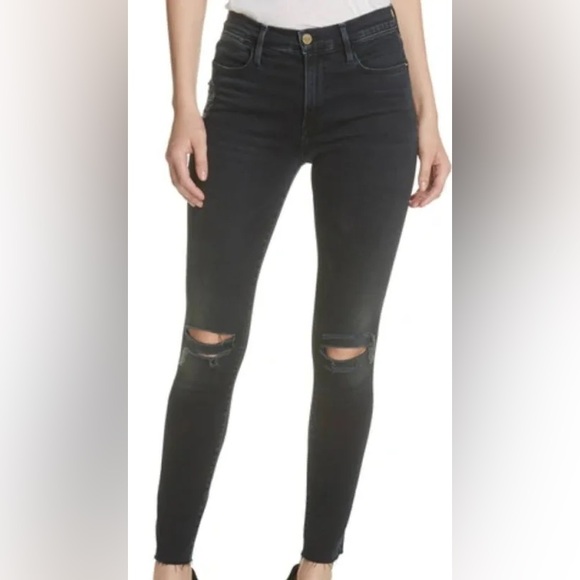 Frame Le High Black Skinny Jeans